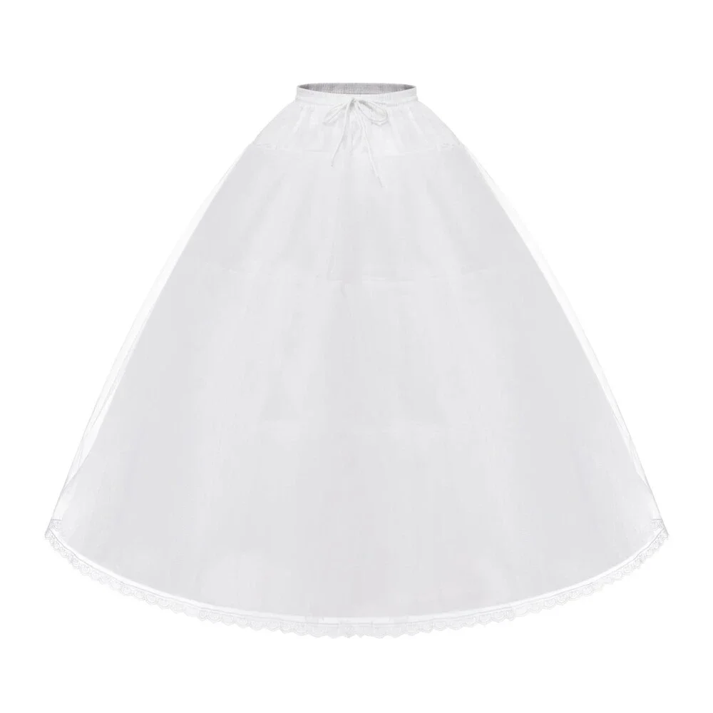 WOWBRIDAL Long Hoopless Petticoat Crinoline Underskirt Slips for Wedding Dress